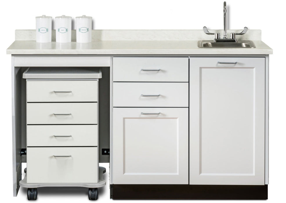 66"W Base Cabinet w/ Mobile Cart-Mate on Right. Drawers in Center [Fashion Finish]