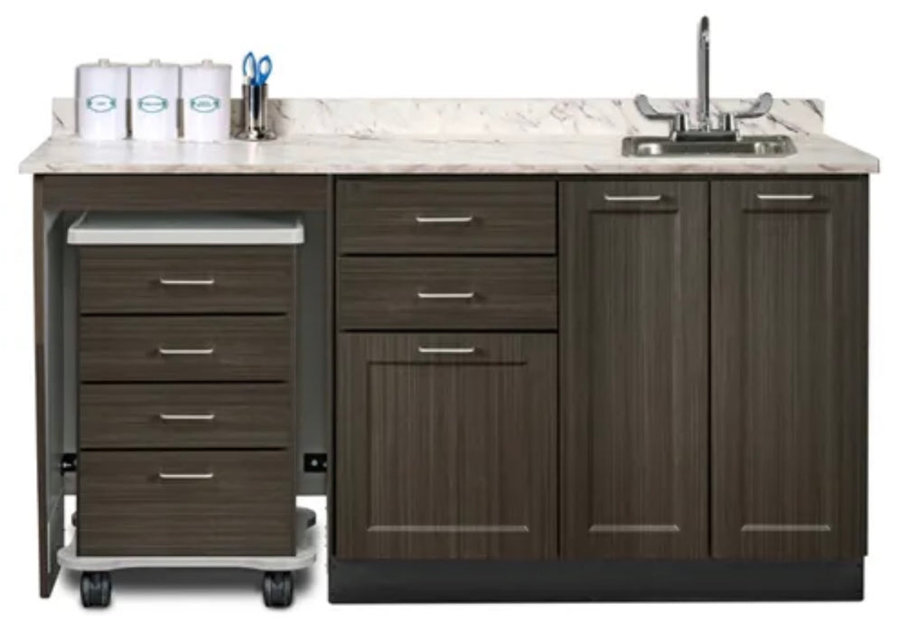 66"W Base Cabinet w/ Mobile Cart-Mate. Drawers in Center [Fashion Finish]
