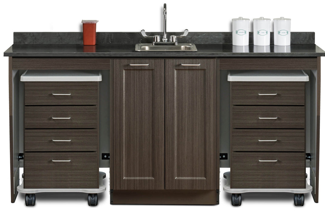 72"W Base Cabinet w/ Dual Mobile Cart-Mate. Double Doors in Center [Fashion Finish]