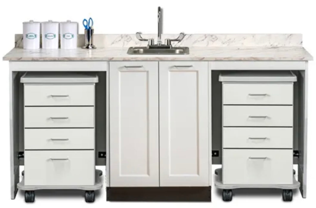 72"W Base Cabinet w/ Dual Mobile Cart-Mate. Double Doors in Center [Fashion Finish]