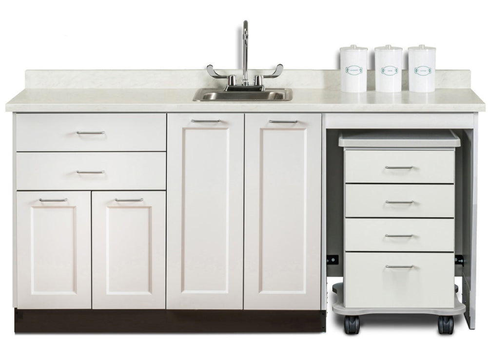 72"W Base Cabinet w/ Mobile Cart-Mate on Right. Double Doors in Center [Fashion Finish]