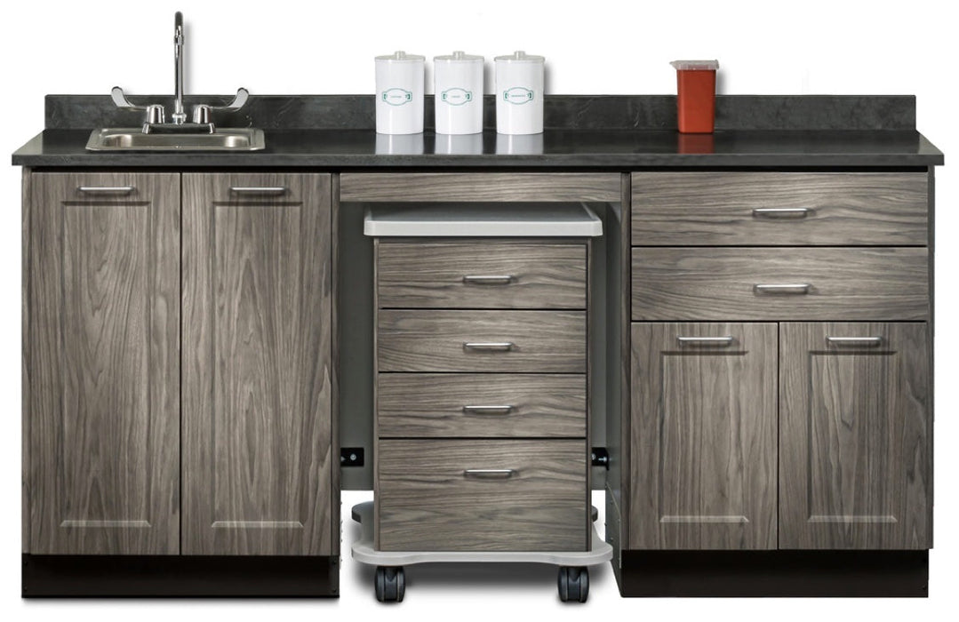 72"W Base Cabinet w/ Mobile Cart-Mate in Center. Double Doors on Right [Fashion Finish]