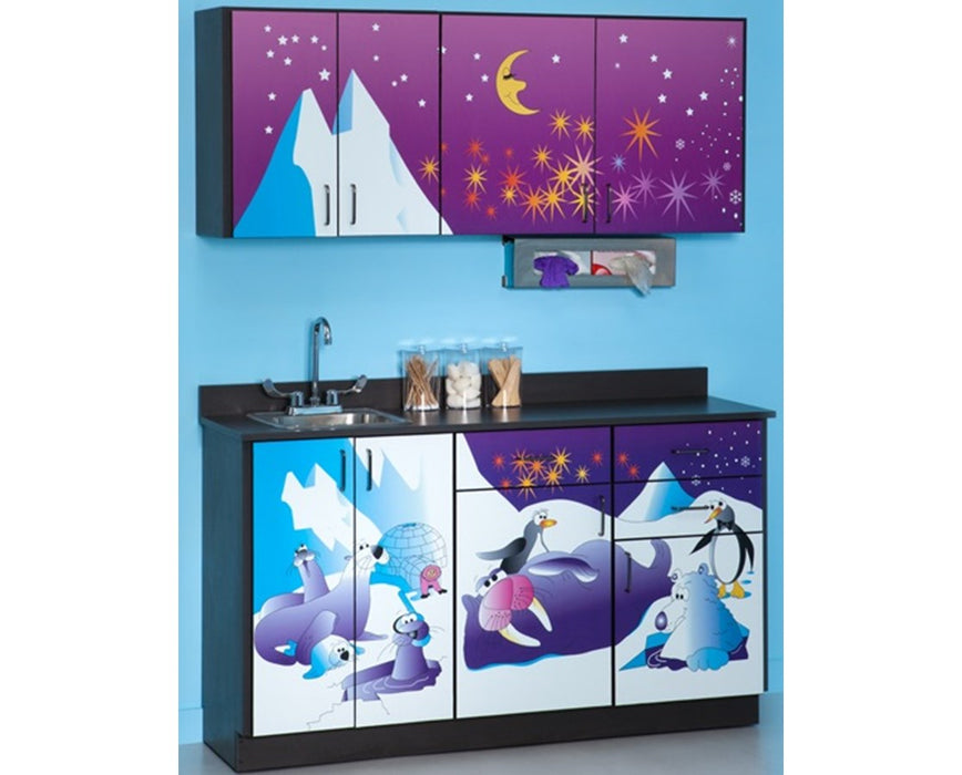 61"W Pediatric Base & Wall Cabinet Package. Fun, Cool Pals