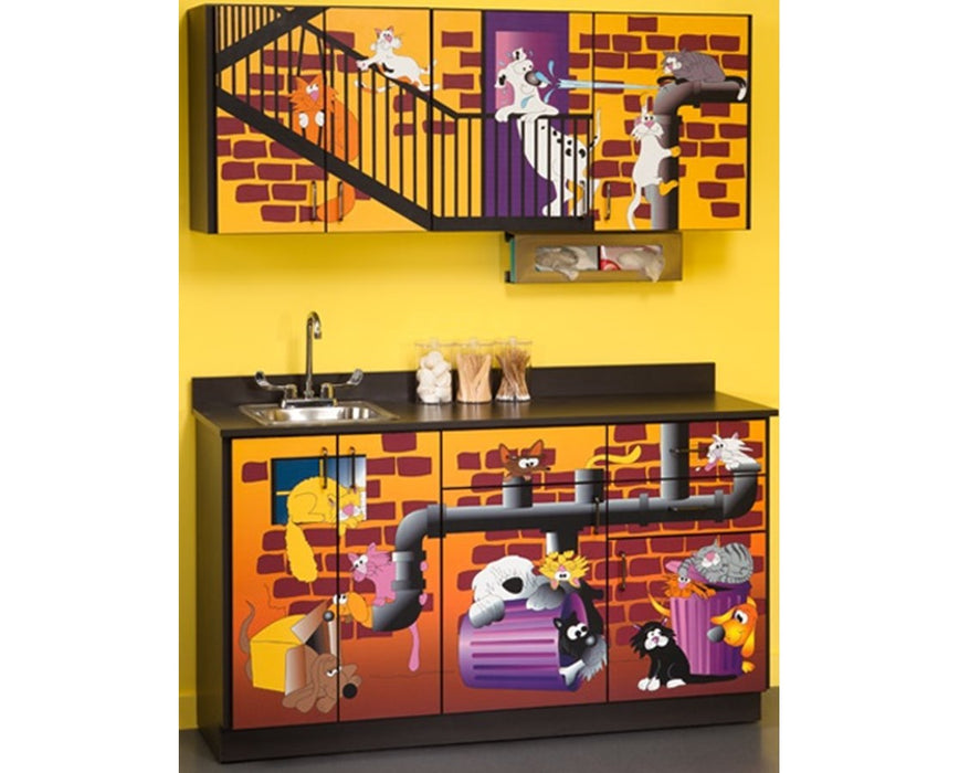 61"W Pediatric Base & Wall Cabinet Package. Fun, Alley Cats & Dogs