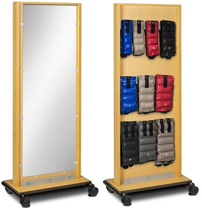 Mobile Adult Mirror with Cuff Weight Rack for Physical Therapy