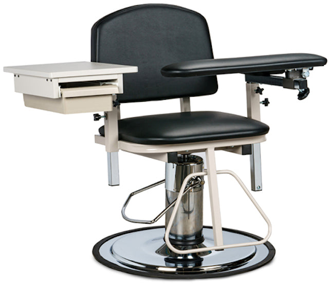 H Series Hydraulic Rotating Padded Blood Drawing Chair with Padded Flip Arm and Drawer