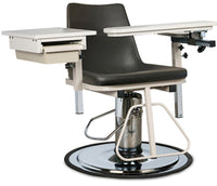 H Hydraulic Rotating Hi-Lo Blood Drawing Chair. E-Z-Clean w/ Flip Arm & Drawer