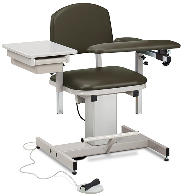 Power Blood Drawing Chair with Padded Flip Arm and Drawer