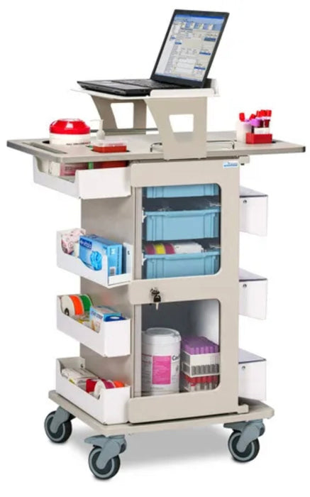 ProVisions Phlebotomy Plus Cart w/ 3 Drawer Bins & Laptop Shelf. Point Of Care