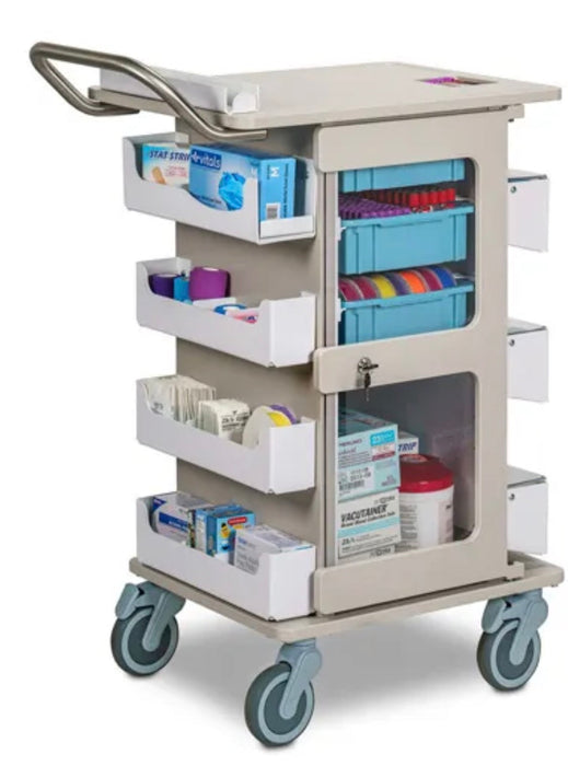 ProVisions Phlebotomy Cart w/ 3 Drawer Bins & Stainless Steel Handle. Point Of Care