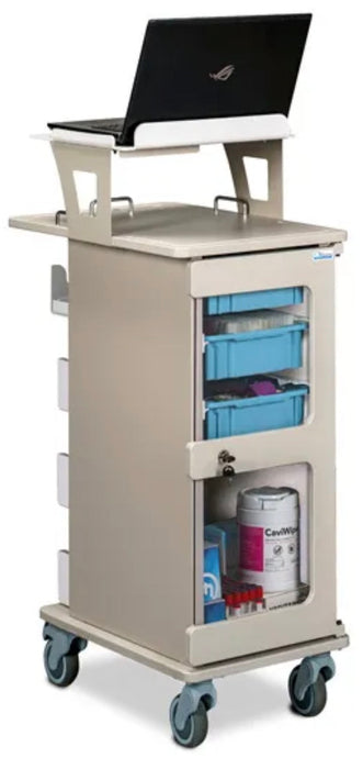 ProVisions Slimline Cart w/ 3 Drawer Bins & Laptop Shelf. Point Of Care