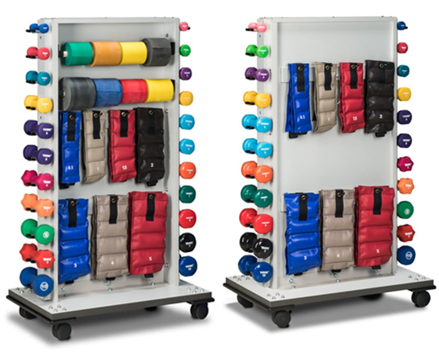Merit Cuff, Dumbbell & Bands Mobile Weight Rack for Physical Therapy