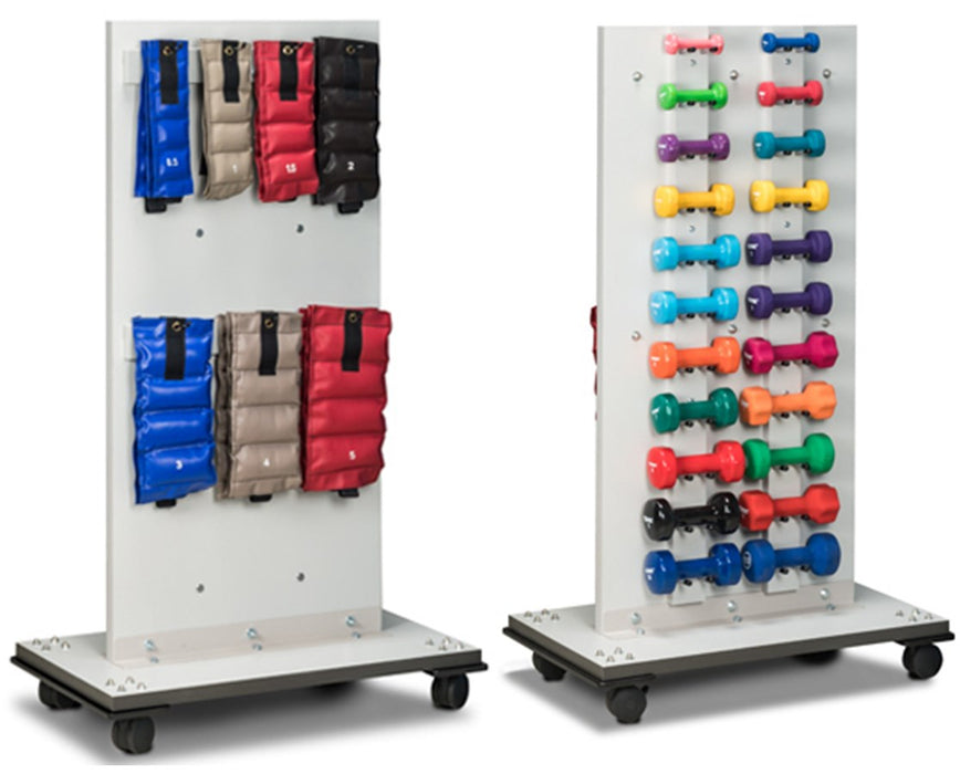 Merit Cuff & Dumbbell Mobile Weight Rack w/ 20 Dumbbells (1 to 10 lbs. 2/ea) for Physical Therapy