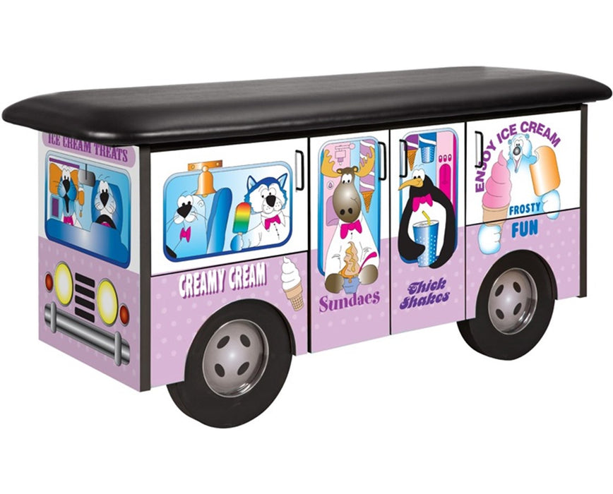 Pediatric Cabinet Treatment Table w/ Flat Top. Frosty Friends Ice Cream Truck