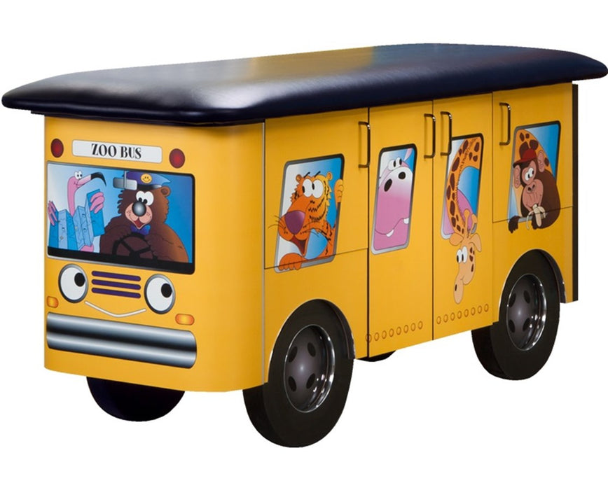 Pediatric Cabinet Treatment Table w/ Flat Top. Zoo Bus, Jungle Friends