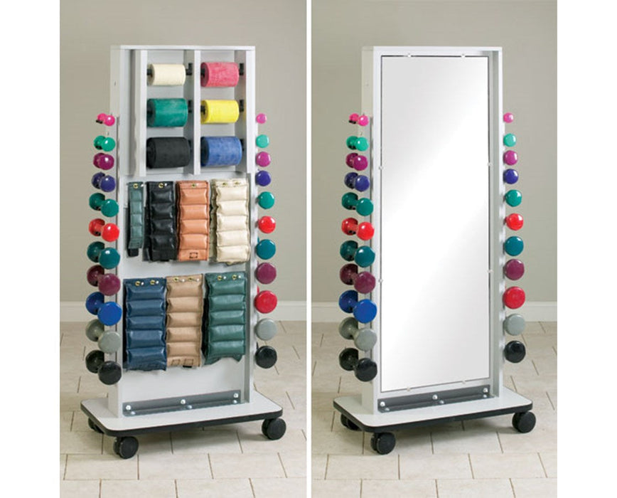 Merit Weight Rack Combo with Mirror, Cuff Weight, Band & Dumbbell Rac