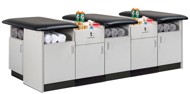Sports Cabinet 3-Seat Taping Treatment Station. 48"D