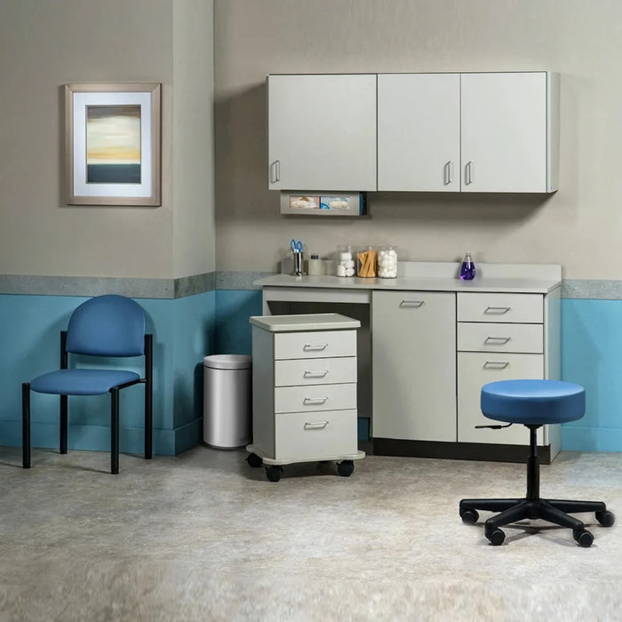 Furniture Package: Includes Wall & Base Cabinet w/ Mobile Cart-Mate on Left. 60"W. Door in Center. Ready Room My Way