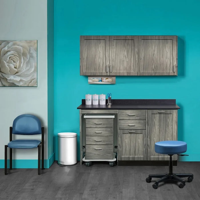 Furniture Package: Includes Wall & Base Cabinet w/ Mobile Cart-Mate on Left. 60"W. Door on Right. Fashion Finish Ready Room My Way