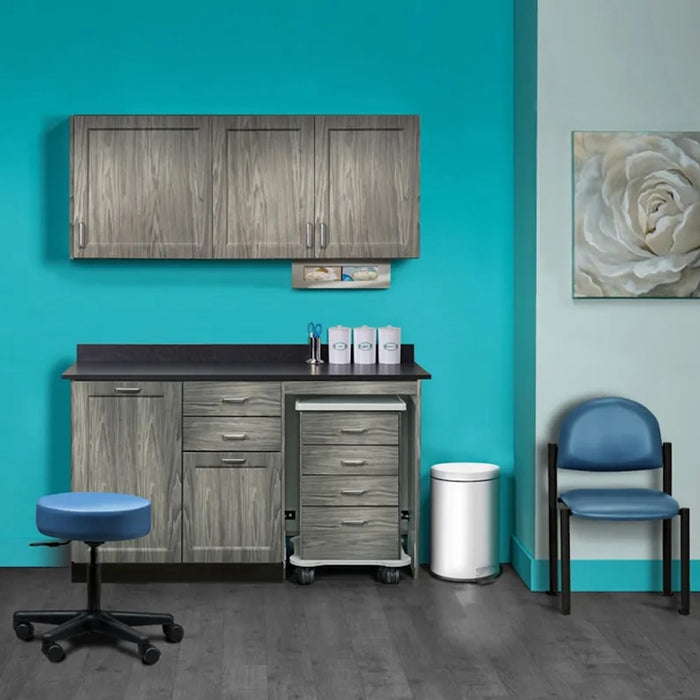 Furniture Package: Includes Wall & Base Cabinet w/ Mobile Cart-Mate on Right. 60"W. Door on Left. Fashion Finish Ready Room My Way