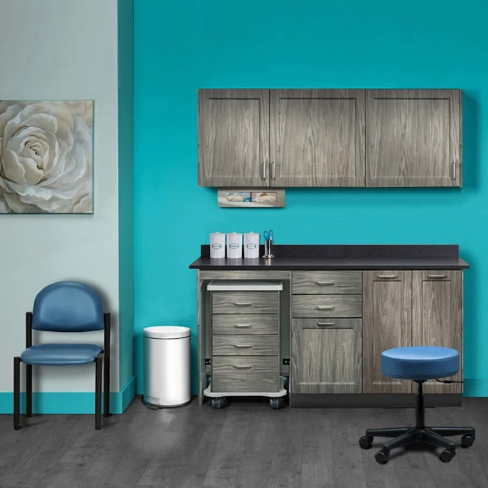 Furniture Package: Includes Wall & Base Cabinet w/ Mobile Cart-Mate on Left. 66"W. Double Doors on Right. Fashion Finish Ready Room My Way