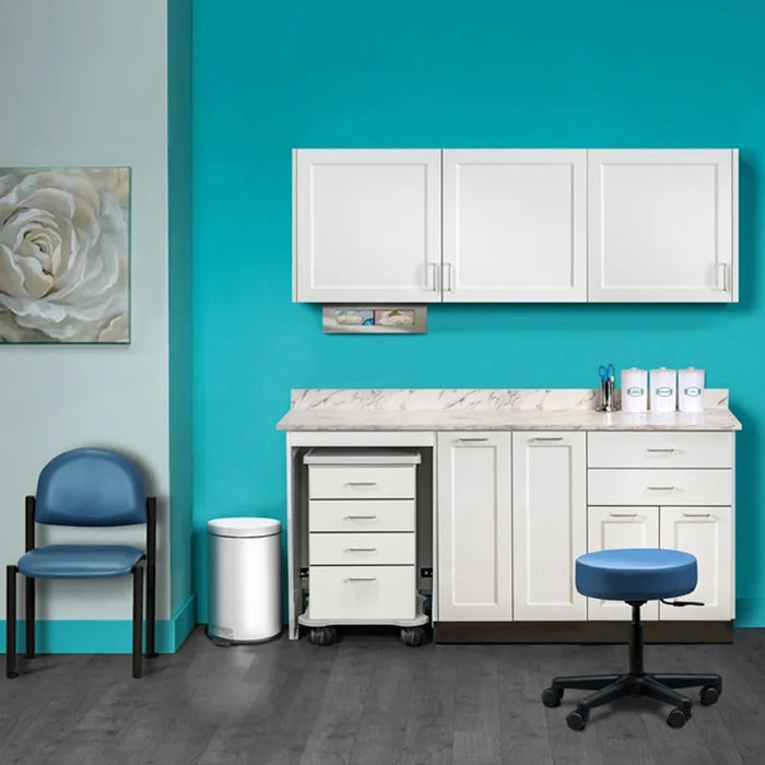 Furniture Package: Includes Wall & Base Cabinet w/ Mobile Cart-Mate on Left. 72"W. Double Doors in Center. Fashion Finish Ready Room My Way