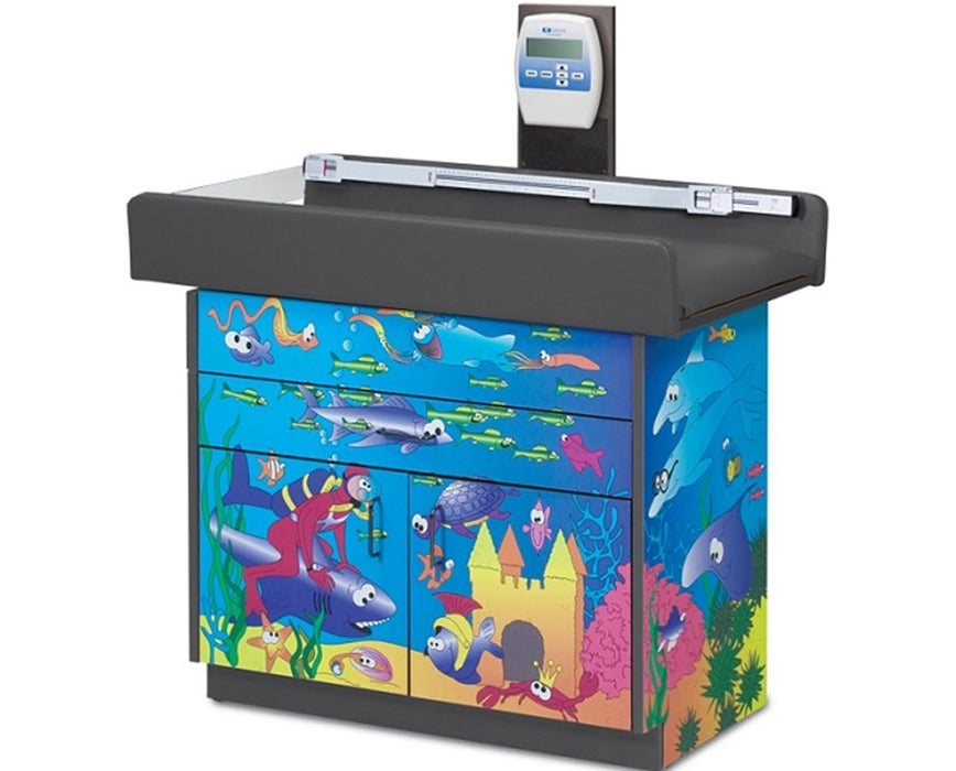 Pediatric Cabinet Exam Scale Table w/ Flat Top, Imagination. Ocean Commotion