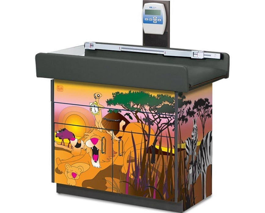 Pediatric Cabinet Exam Scale Table w/ Flat Top, Imagination. Serengeti Sunrise