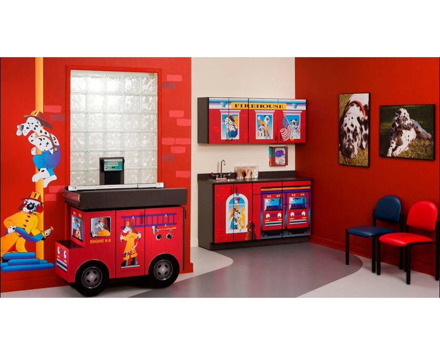 Pediatric Complete Exam Room - Engine K-9 Scale Table & Cabinet