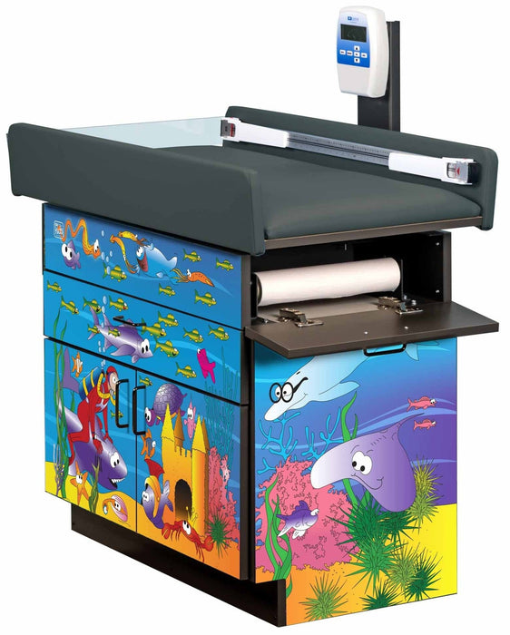 Pediatric Complete Exam Room. Ocean Commotion Scale Table & Cabinet