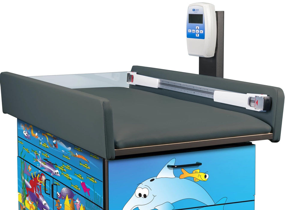 Pediatric Complete Exam Room. Ocean Commotion Scale Table & Cabinet