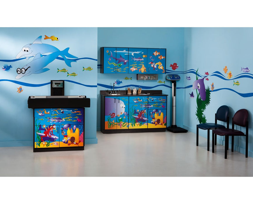 Pediatric Complete Exam Room - Ocean Commotion Scale Table & Cabinet