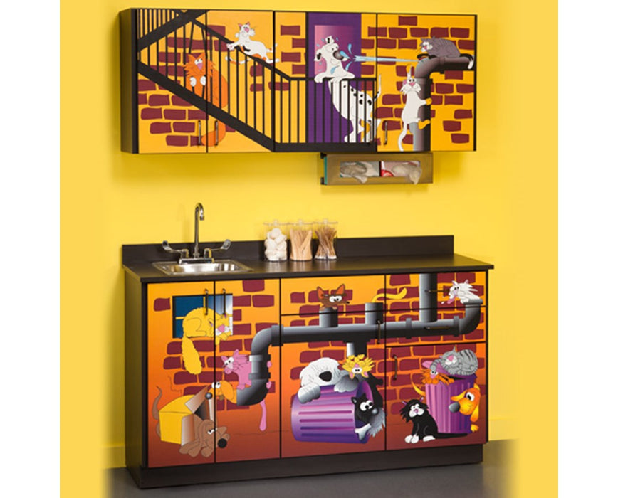 Pediatric Complete Exam Room - Alley Cats & Dogs Scale Table & Cabinet