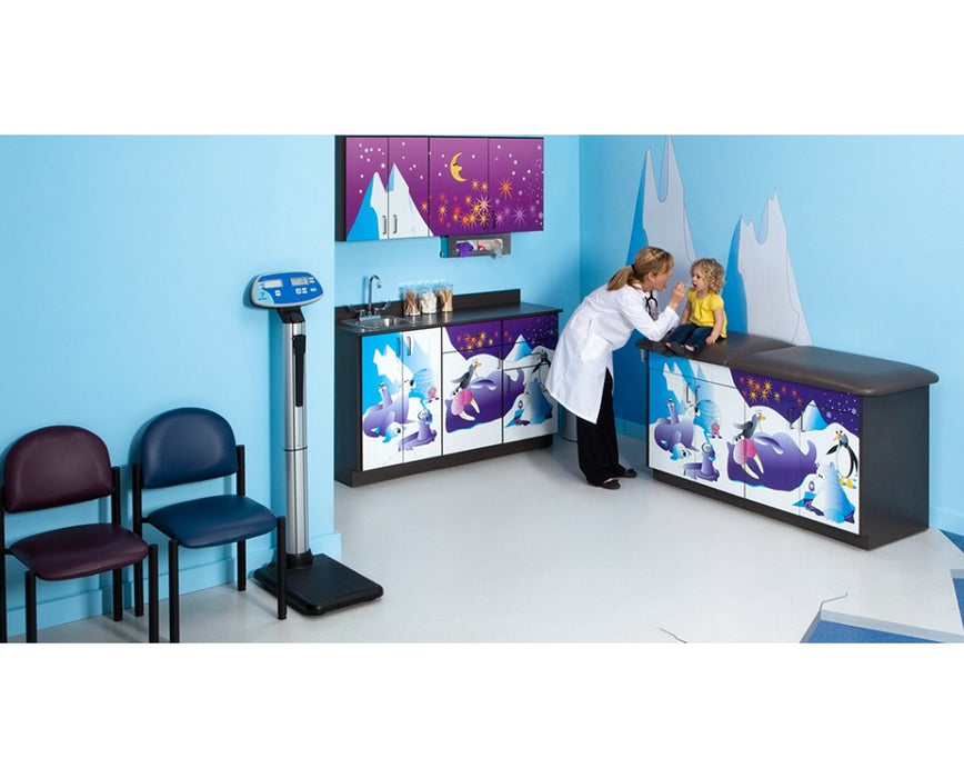 Pediatric Complete Exam Room - Cool Pals Table & Cabinet - Adjustable Backrest