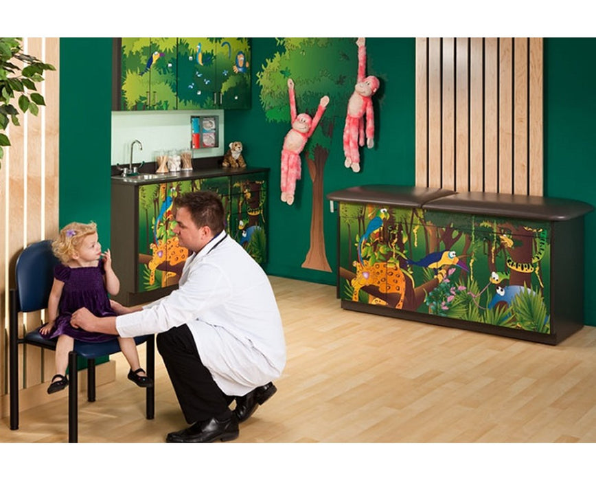 Pediatric Complete Exam Room - Rainforest Follies Table & Cabinet - Adjustable Backrest