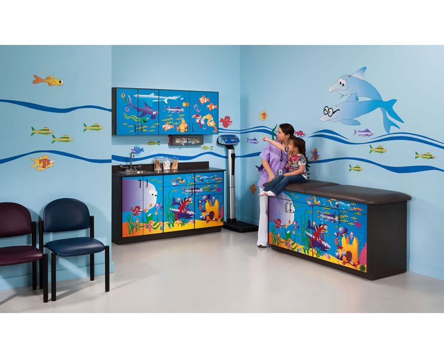 Pediatric Complete Exam Room - Ocean Commotion Table & Cabinet - Adjustable Backrest