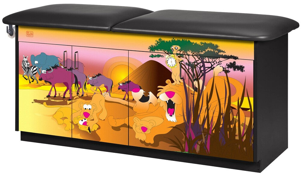 Pediatric Complete Exam Room. Serengeti Sunrise Treatment Table & Cabinet