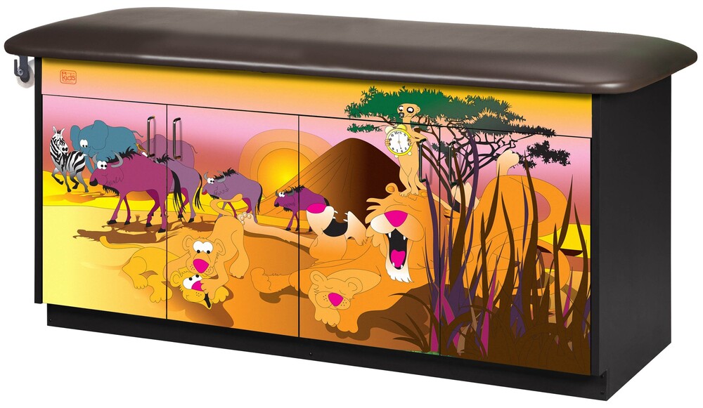 Pediatric Complete Exam Room. Serengeti Sunrise Treatment Table & Cabinet