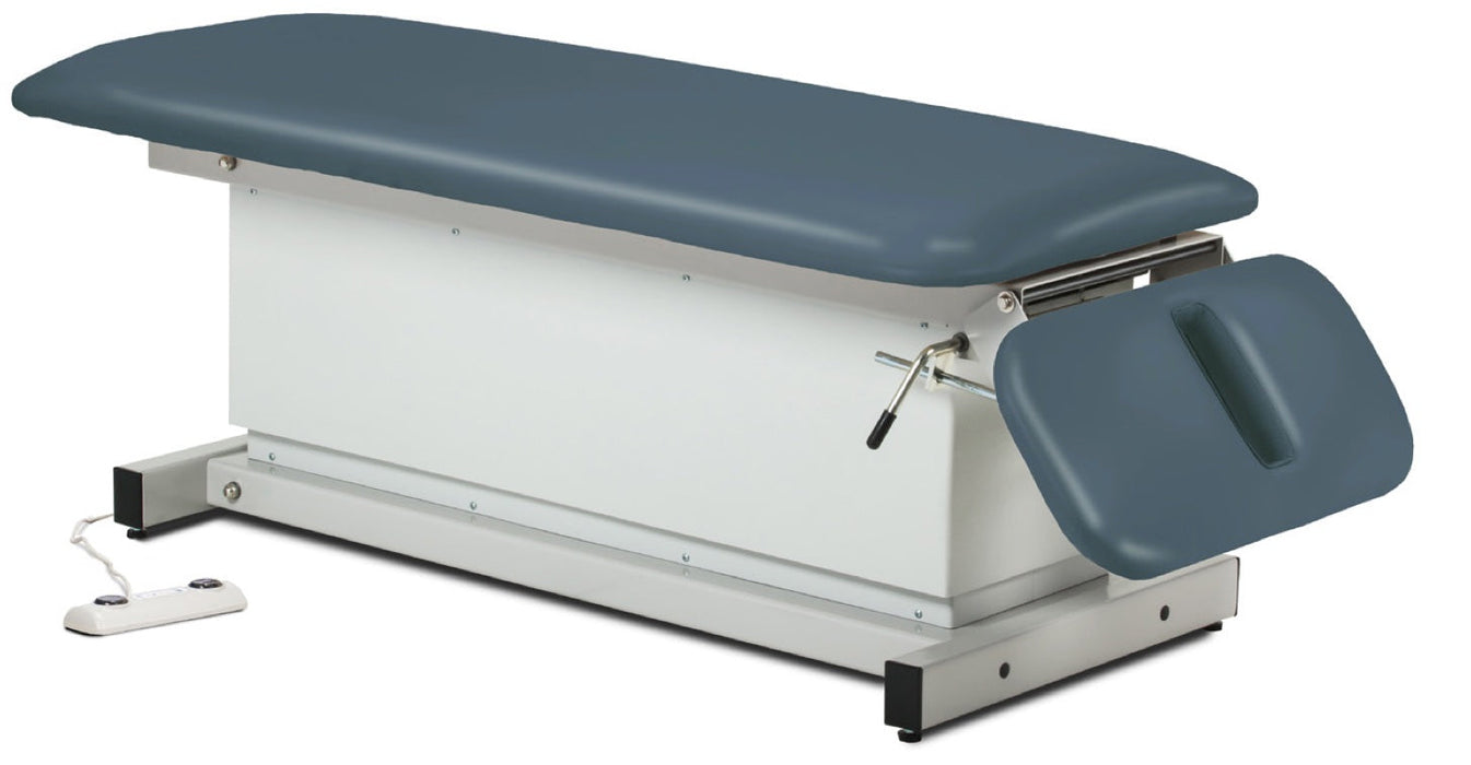 Power Hi-Lo Space Saver Exam Table. Flat Top. Shrouded Base & Drop Section. 400 lbs Capacity
