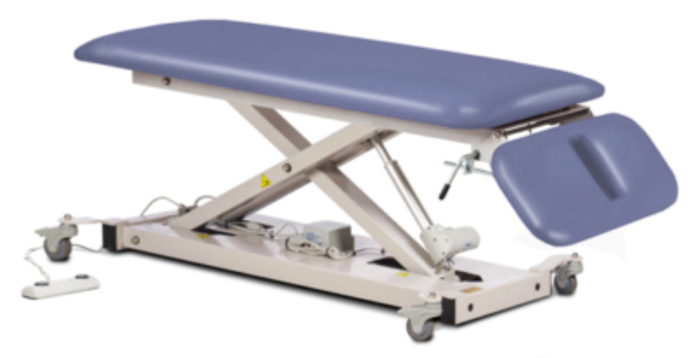 Power Hi-Lo Exam Table. Open Base, Flat Top w/ Drop Section & Casters