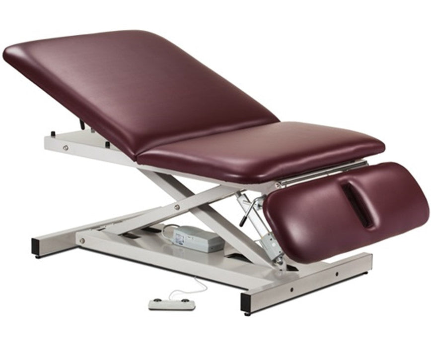 Power Hi-Lo Exam Table. Open Base w/ Adjustable Back, Drop Section & Casters [Bariatric Option]
