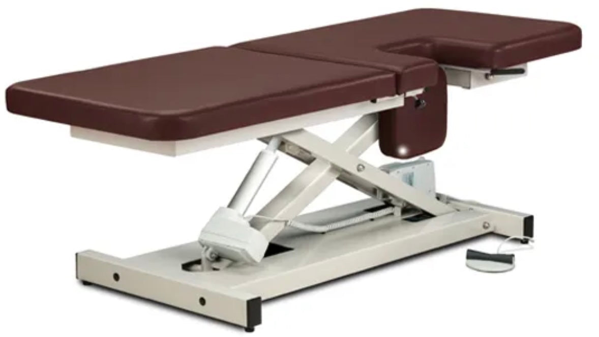 Power Hi-Lo Imaging Table. Open Base w/ Adjustable Back & Drop-Window