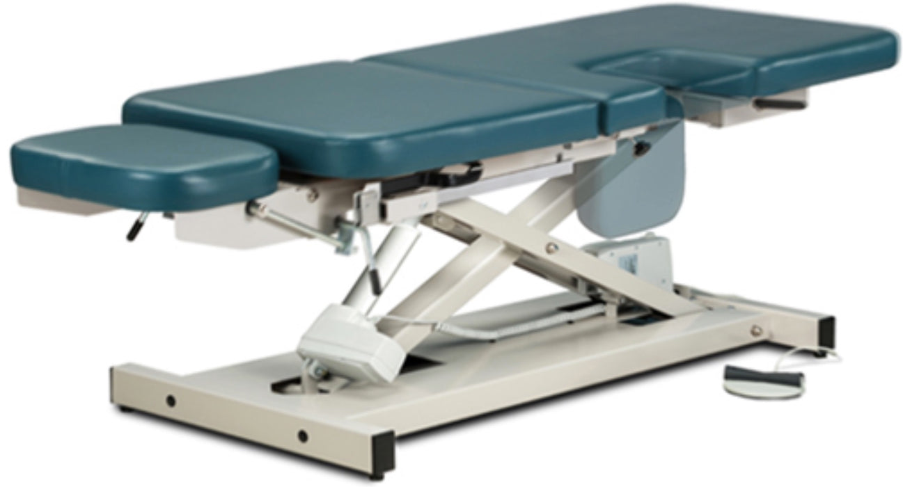 Power Hi-Lo Imaging Table. Open Base w/ Adjustable Back & Stirrups