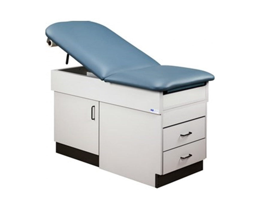 [Rush Fee Included] Space Saver Cabinet Treatment Table w/ Adjustable Back - Gray Base & Warm Gray Upholstery