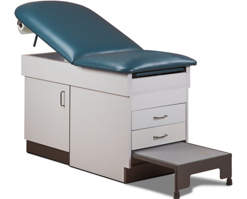 Space Saver Cabinet Treatment Table w/ Adjustable Back, Pull-out Leg Rest & Step Stool