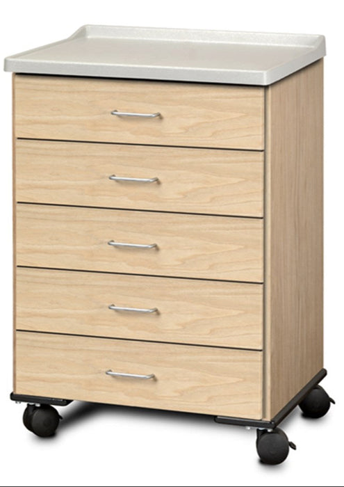 24"W Mobile Treatment Cabinet w/ 5-Drawers (Fashion Finish w/ Molded Top)