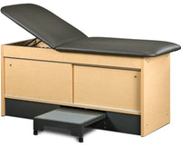 Cabinet Treatment Table w/ Adjustable Back, 2 Sliding Doors (Step Stool, 400-425lbs Capacity Options)
