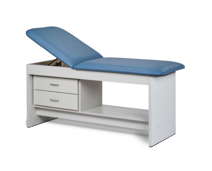 Treatment Table w/ Shelf, Drawers & Adjustable Back - 27"W. Panel Leg