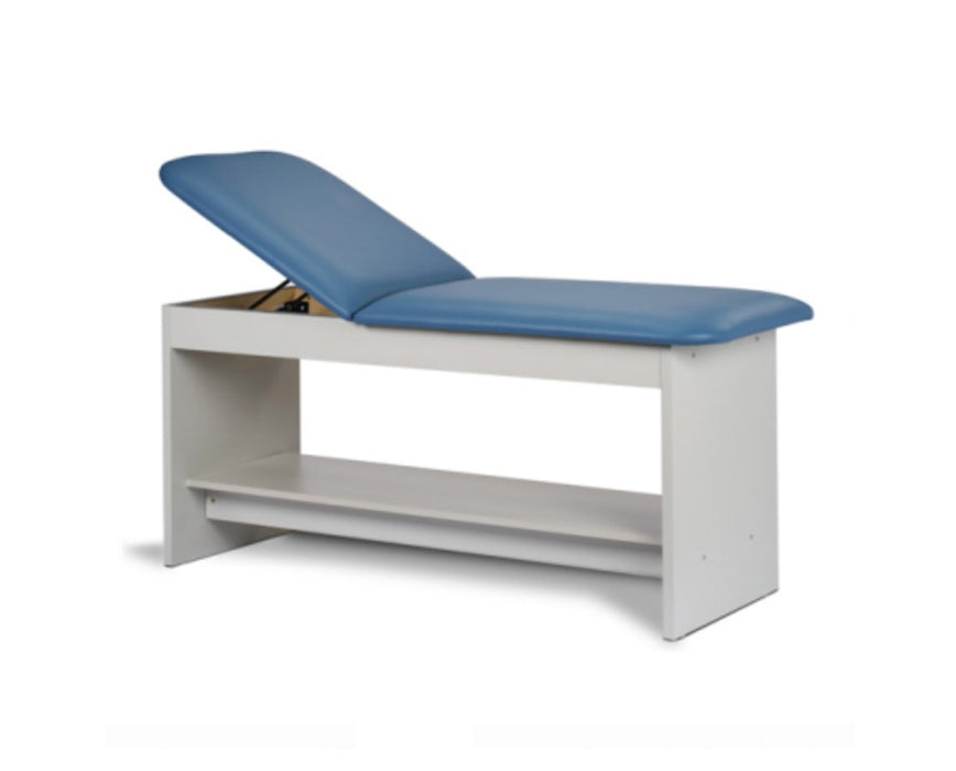 Treatment Table w/ Shelf. Adjustable Back & Panel Leg. 27"W