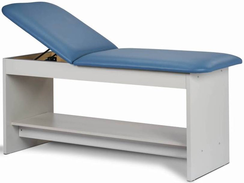 Clinton Treatment Table w/ Shelf. Adjustable Back & Panel Leg